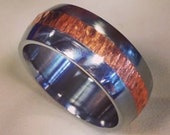 Handmade TItanium Band with Copper Hammered Inlay