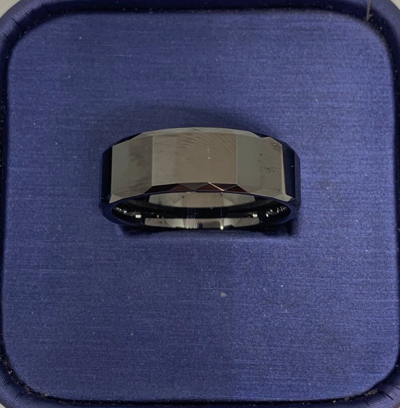 8MM Handmade Black Ceramic Step design Mosaic Wedding Band