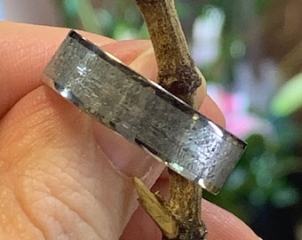 Flat Shape Gibeon Meteorite Wedding Band. Natural . 8MM Wide