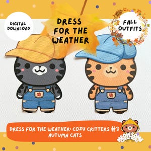 Autumn Cats Paper Dolls: Cozy Critters + Bonus Coloring Pages (Digital Download)