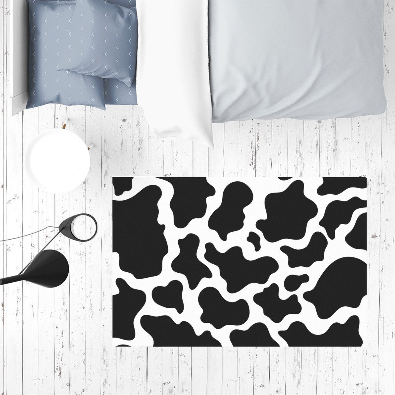 Cow Print Rug Animal Rug Black And White Cowhide Rug Cow Etsy