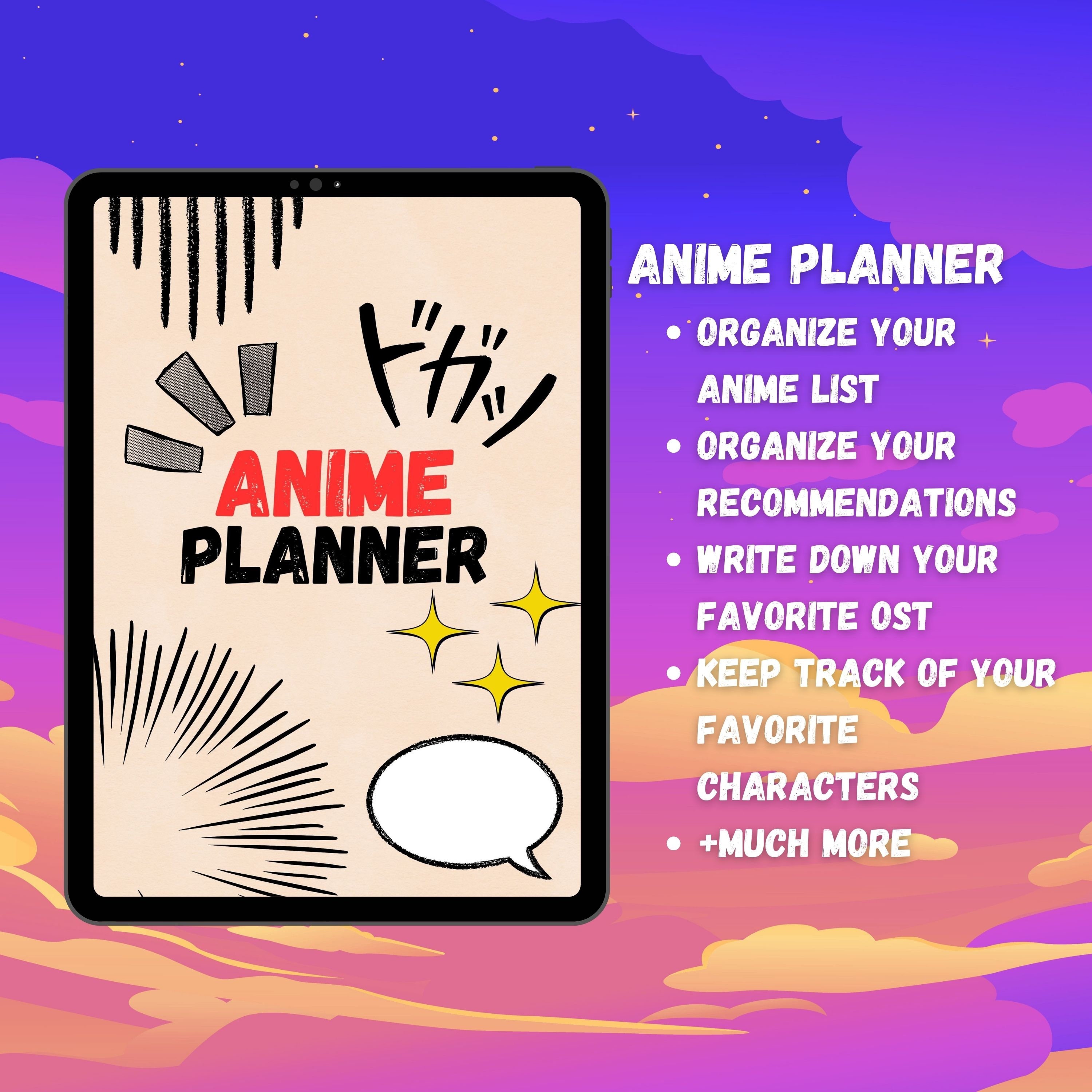 Anime Planner Digital PDF Printable, Anime Journal, Anime Checklist Anime Planner Digital PDF Printable, Anime Journal, Anime Checklist