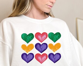 Heart Graphic Sweatshirt, Love Sweater, Hearts Pullover, Positive Vibes, Soft Comfy Sweatshirt, Crewneck, Aesthetic Sweatshirt