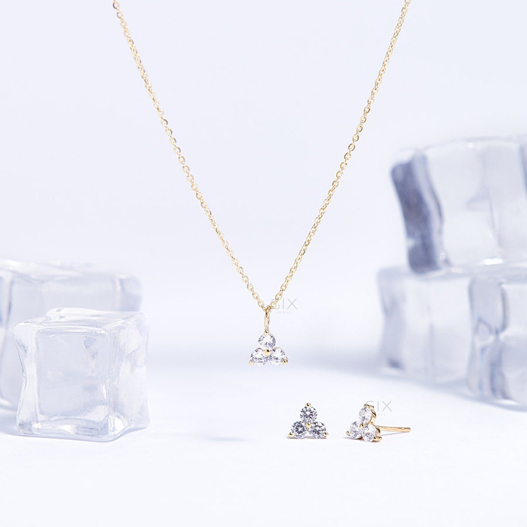 Gift Set for Womenjewelry Setsilver CZ Necklace and Stud Etsy