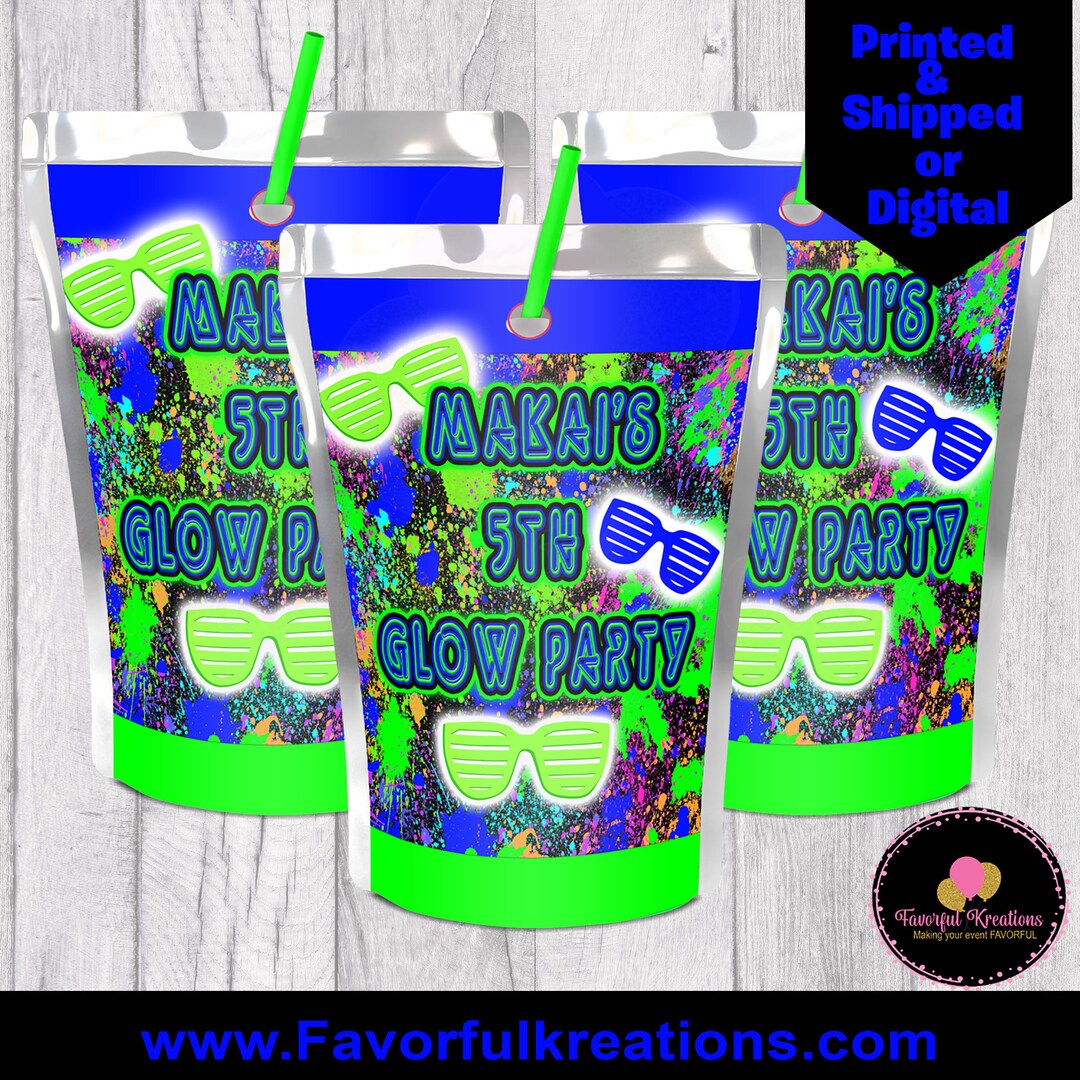 Glow Party Favors Glow Party Juice Labelscapri Sun koolaid Etsy UK
