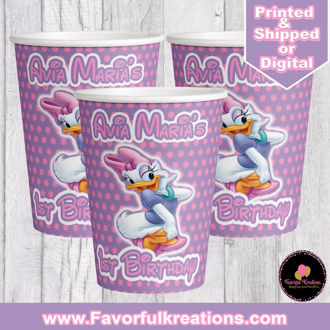 Daisy Duck party cupspaper cupsDaisy duck birthdayDaisy Etsy