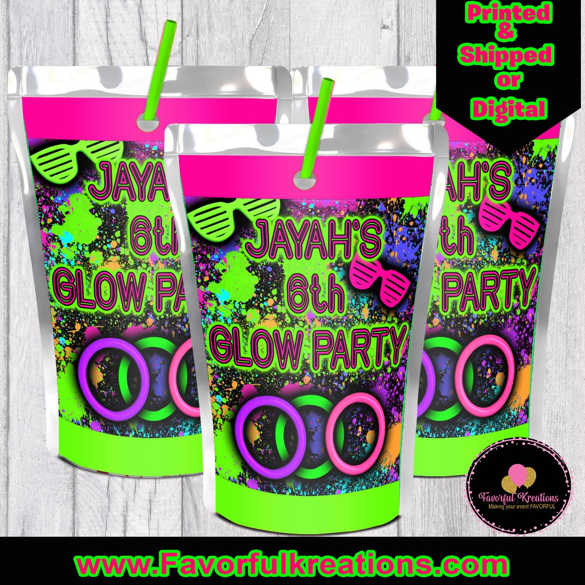 Glow Party Favors Glow Party Juice Labelscapri Sun koolaid Etsy