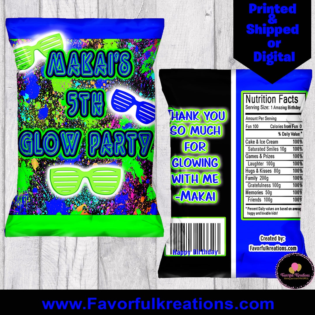 Glow Party Chip Bagsglow Party Favorstreat Bagsglow Birthday Partyneon Birthdayglow in the