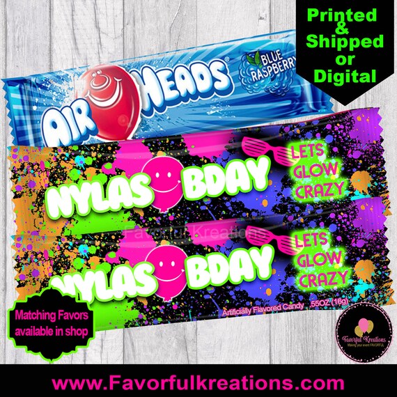 Download Glow Party Favors Glow Party Airheads Airhead Candy Lable Custom Candy Wrapper Glow In The Dark