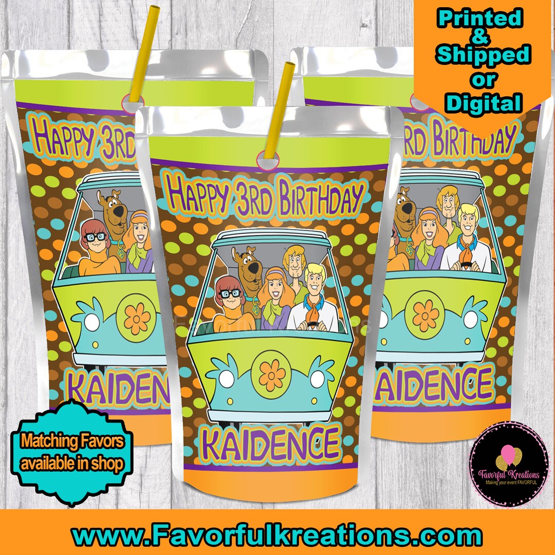 Scooby Doo Juice Pouch Labels Party Favors-scooby Doo - Etsy
