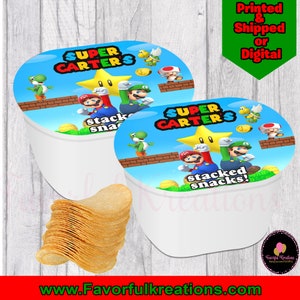 Super mario chip bags- stacked snacks-Super Mario Party-Super Mario Birthday-Super mario Favors- custom chip bags-Super Mario-printable