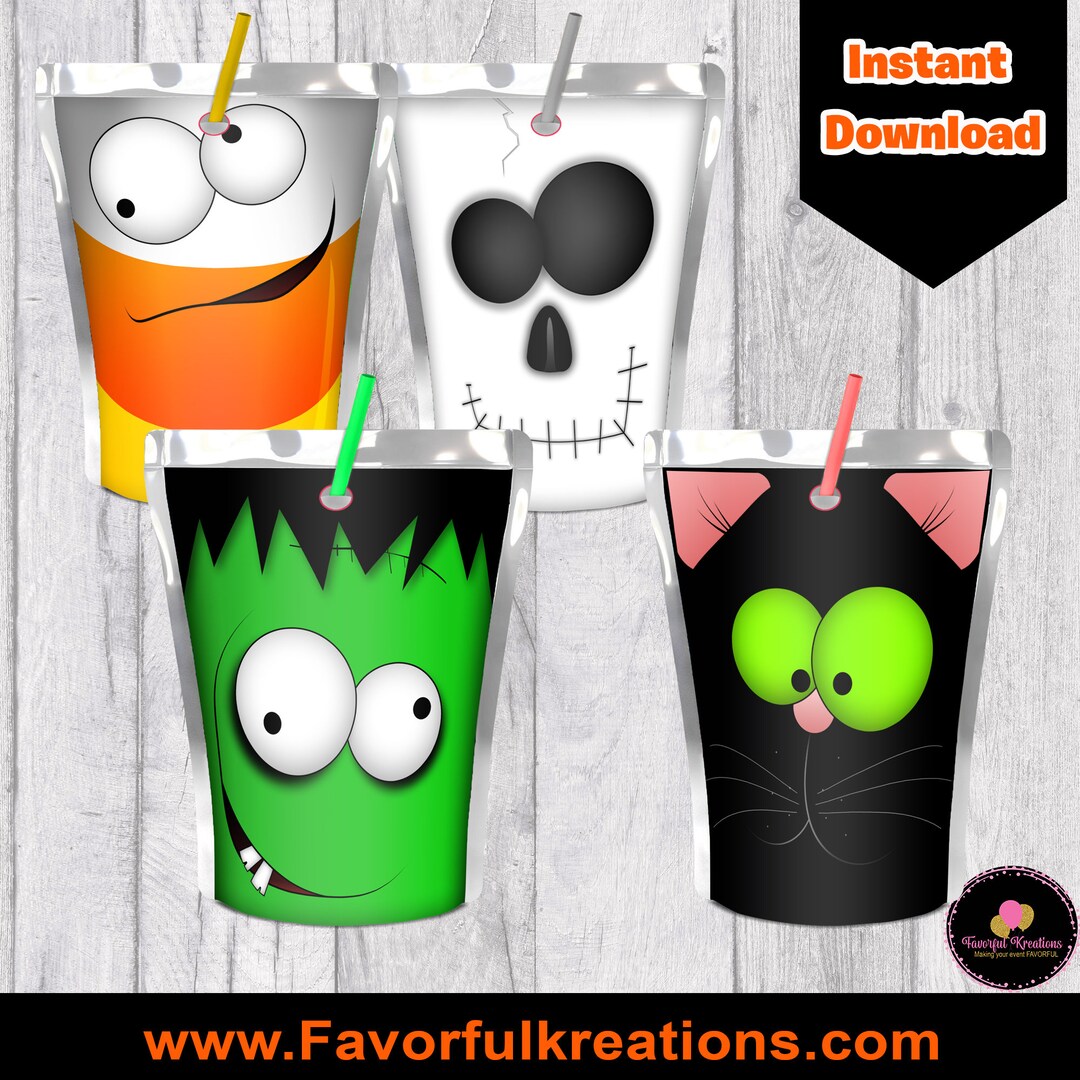Halloween Juice Pouch Labels custom Juice Labels halloween Juice Label ...
