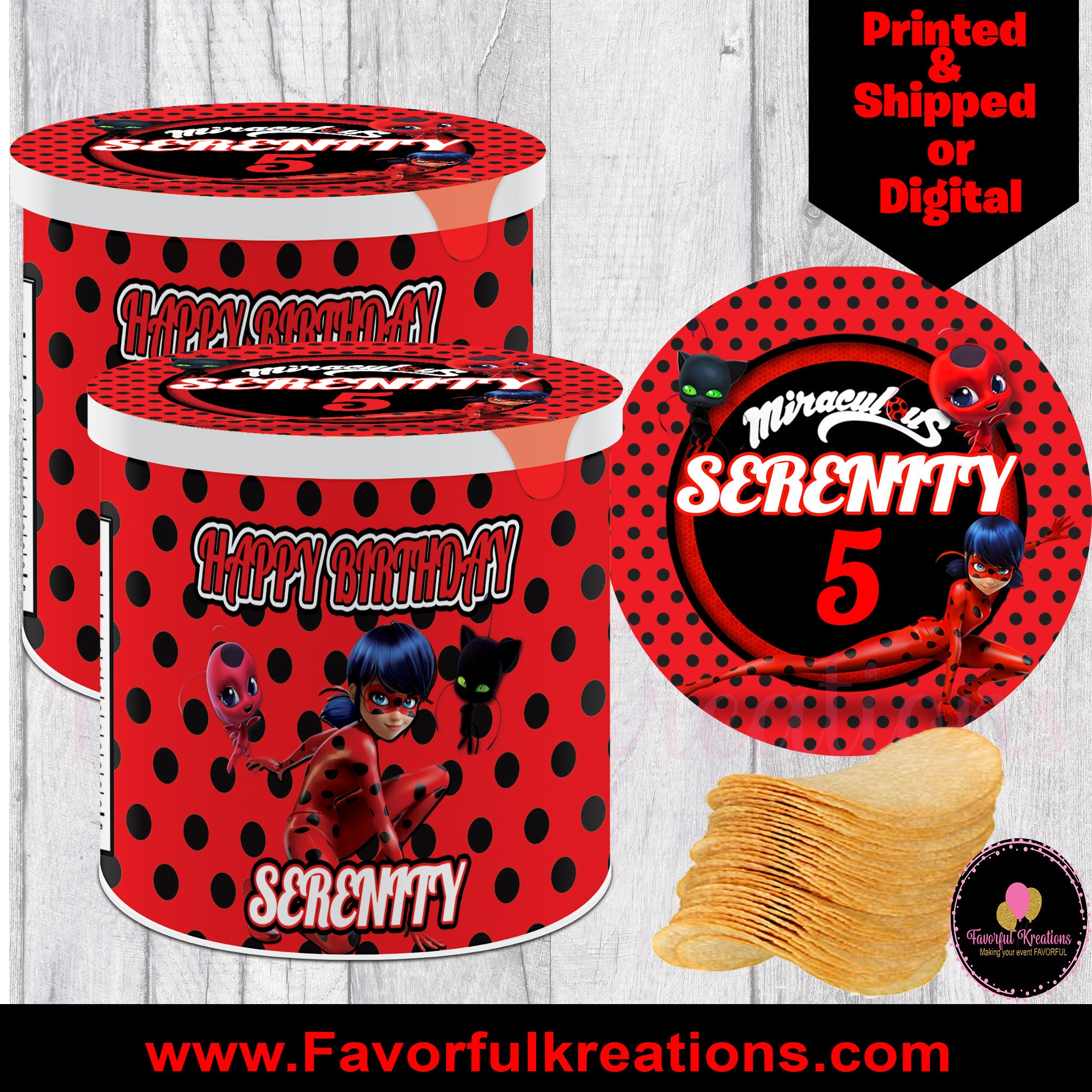 Miraculous ladybug Party Favors Miraculous ladybug chip