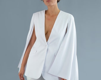 Cape Blazer-white Blazer-taffeta Blazer 