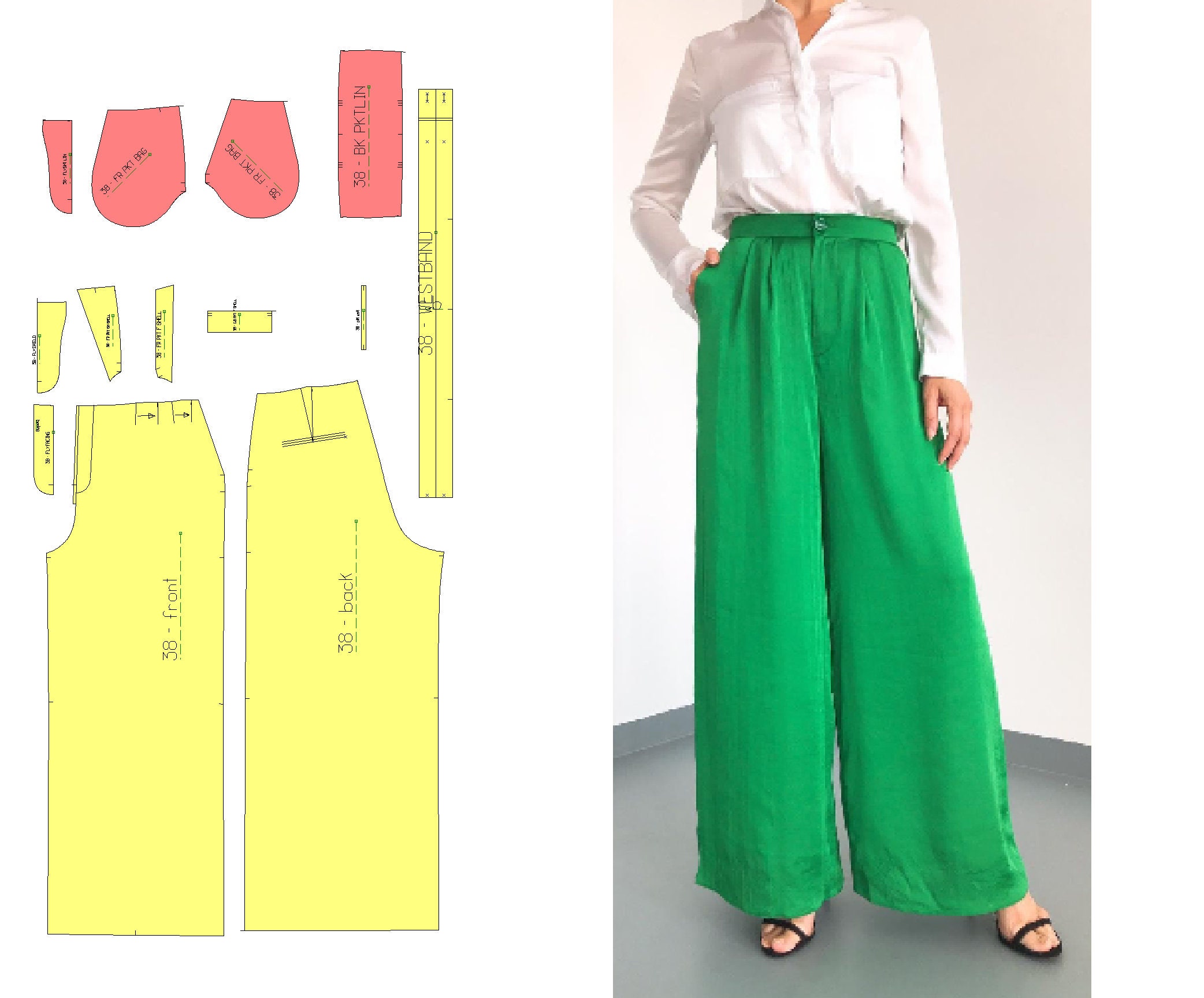 PDF Woman Palazzo Pants Size 32 Eu / PDF Pattern Trousers / PDF Sewing ...