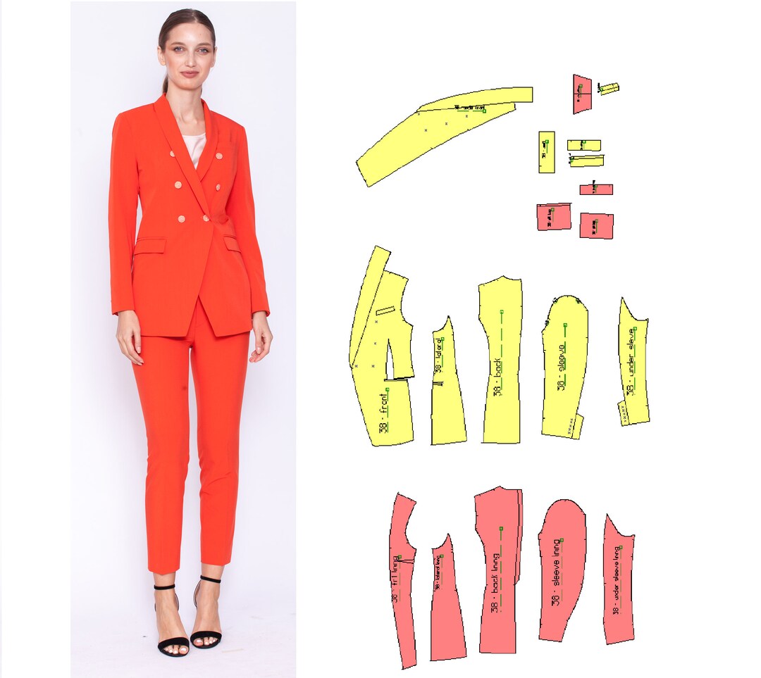 Women's Pant Suit Sewing Patterns Pdf Size 8-18 US,36-46 EU 