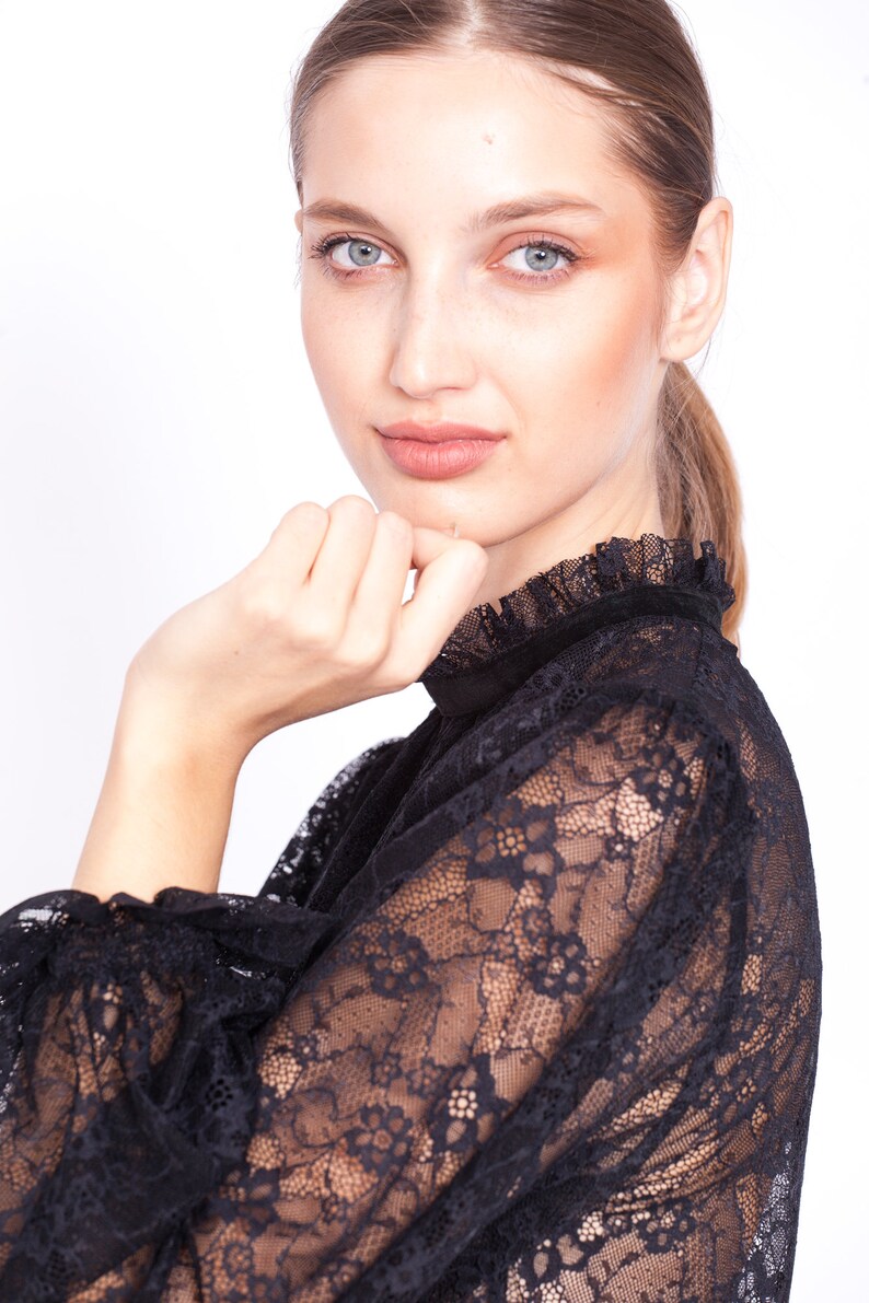 PDF Lace Blouse Sewing Pattern Size 38 / Vintage Blouse Sewing Pattern / PDF Long Sleeve Lace