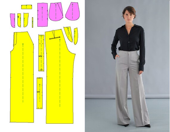 PDF Pantalon palazzo mujer talla 52 Patron PDF pantalon talla 52 eu Patrones de costura PDF para mujer Descargas digitales Patrones Tallas Grandes Etsy Mexico