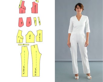 PDF Woman  Jumpsuit size 38 eu/ PDF pattern jumpsuit size 38 eu / PDF printable sewing pattern/ Digital downloads/  Plus Size Patterns