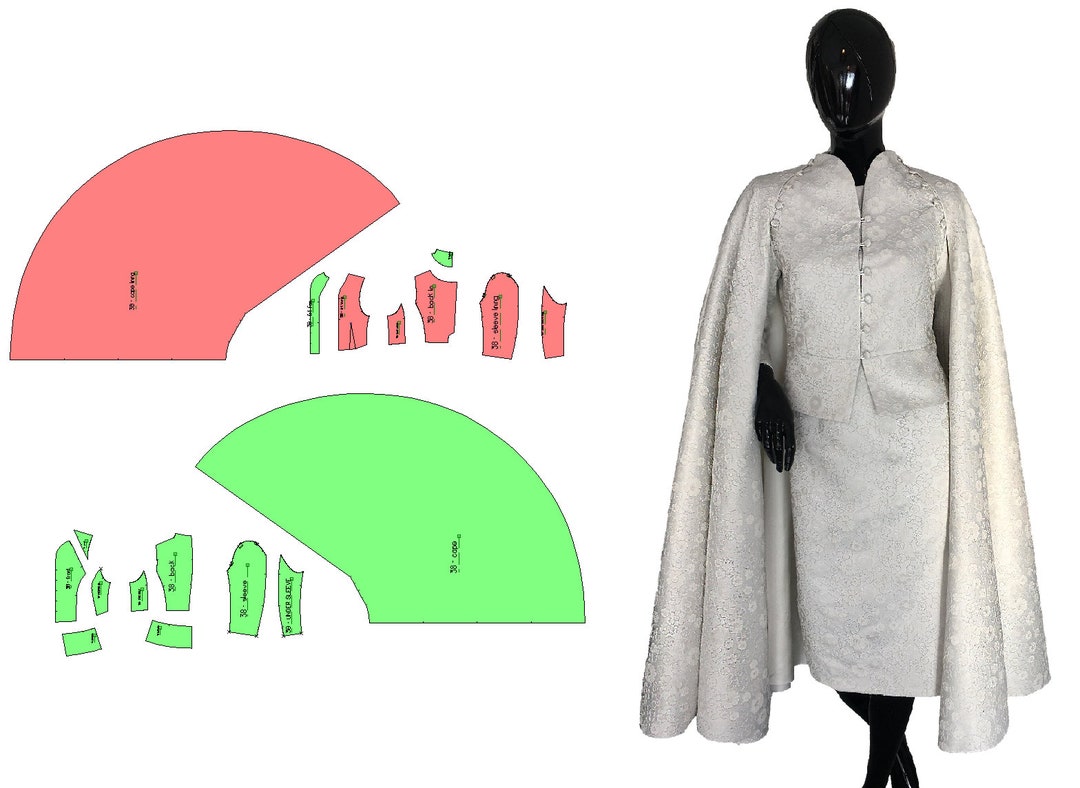 PDF Women Blazer With Removable Cape Paper Pattern Size 44/ Blazer ...