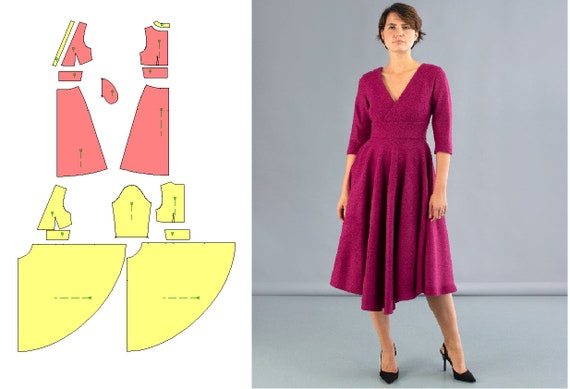 Woman Classic Dress , Sewing Pattern , Plus Size Patterns, Dress Patterns  for Women, Sewing Patterns for Women, Sewing Paper Pattern 