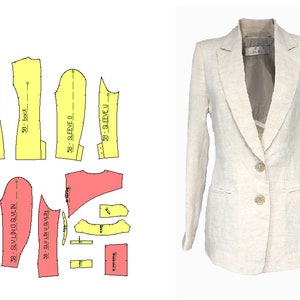 PDF Blazer Pattern size 38 EU/ Women blazer sewing pattern/ Blazer pattern/ Linen Blazer Half Lined / PDF sewing pattern / Plus size pattern