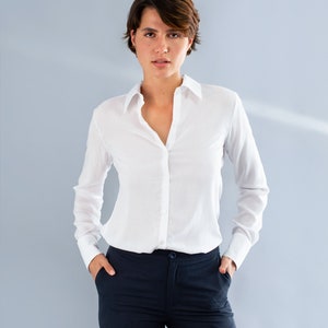 Women's viscose classic shirt-Button up shirt-Long sleeve shirt-Secretary shirt-Elegant shirt-Luxury wear-High quality fabric image 3