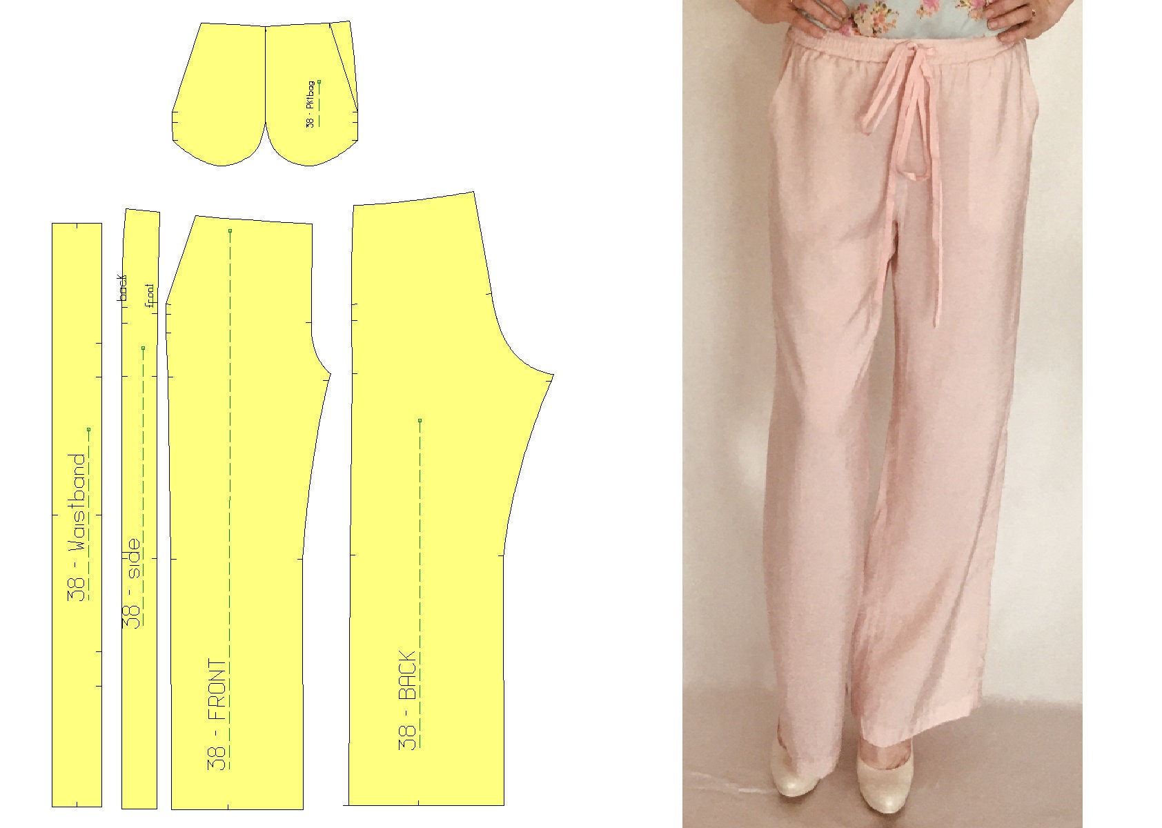 PDF Woman straight pant size 48 eu/ PDF pattern trousers size | Etsy
