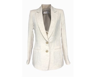 Linen Blazer Women /Classic Linen Jacket/Loose Casual Jacket/Casual linen jacket/ Linen overcoat/Plus size Linen Blazer/Natural linen blazer