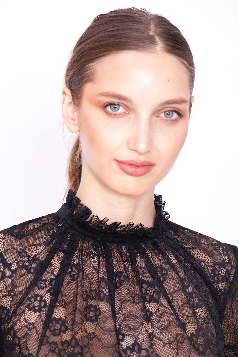 PDF Lace Blouse Sewing Pattern Size 38 / Vintage Blouse Sewing Pattern / PDF Long Sleeve Lace