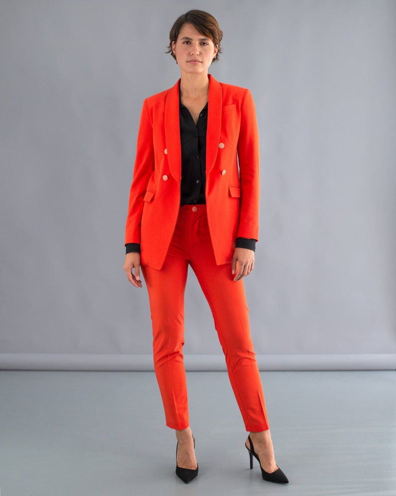 Blazer with two rows of buttons-Shawl collar blazer-Red blazer-Black blazer-Navy blue Blazer-Fine fabric blazer-Elegant blazer-Luxury wear image 1