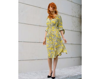 Floral dress-Pocket dress-Elegant dress-Spring dress-Summer dress-Handmade dress-High quality fabric-Luxury wear
