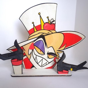 Hazbin Hotel Lucifer Morningstar Glasses Holder, Wooden Decoration, Hazbin Hotel Figurine