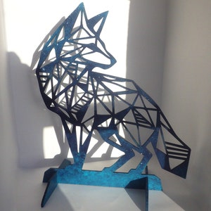 Porta orecchini a forma di volpe in legno dipinto di blu stellato, contenitore per gioielli, decorazione espositiva, organizzazione degli orecchini