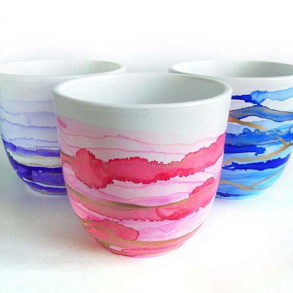 Alcohol Ink Planter Etsy UK