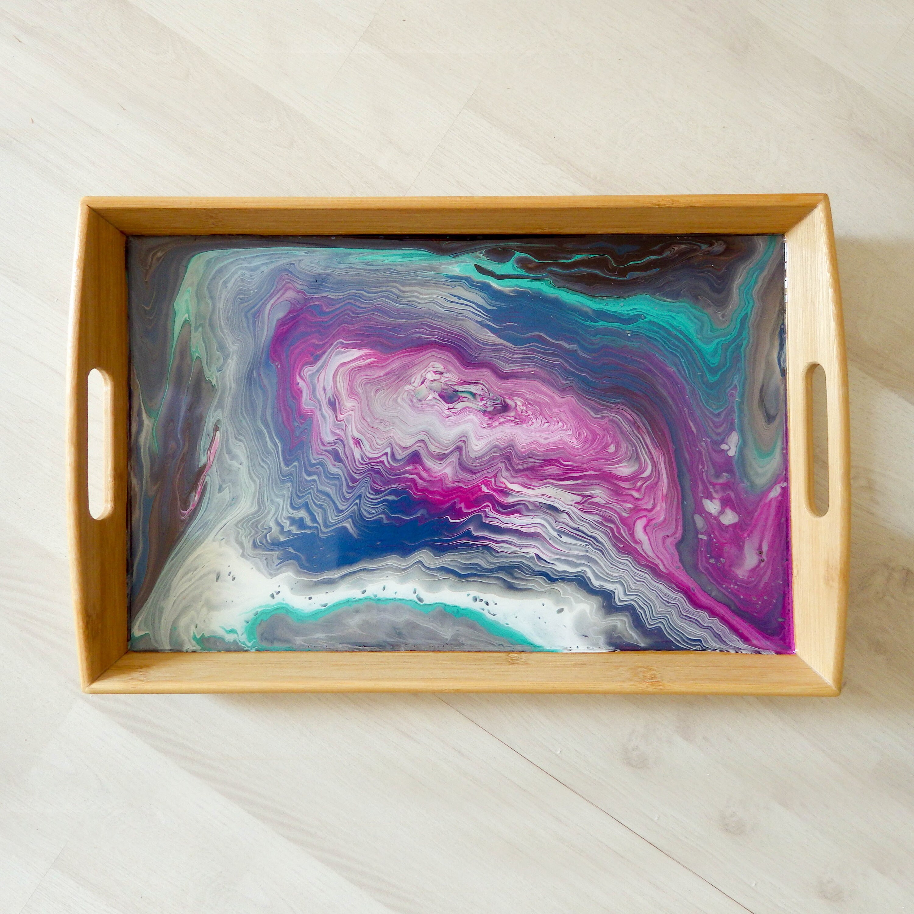 Abstract resin tray - Multicolor Tray - Vanity Tray - Jewelry Tray -  Serving Tray 
