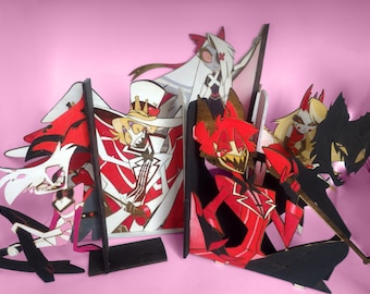 Sujetalibros de madera de Hazbin Hotel, elige tu personaje, sujetalibros pintados a mano, Lucifer, Alastor, Angel, Husk, Vaggie, Charlie, Val Vox