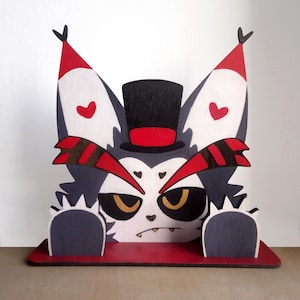 Soporte para gafas o joyas de Husk de Hazbin Hotel, decoración de madera, figura de Hazbin Hotel, adorable soporte de Hellaverse