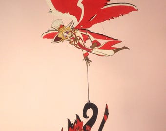 Wooden Mobile – Alastor & Lucifer – Hazbin Hotel Inspired – Handmade Fan Art – 100% handmade
