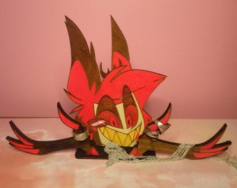 Hazbin Hotel Alastor Glasses or jewelry Holder - hand paint or raw wood, Wooden Decoration, Hazbin Hotel Figurine