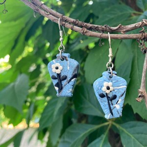 Blue marble vase earrings