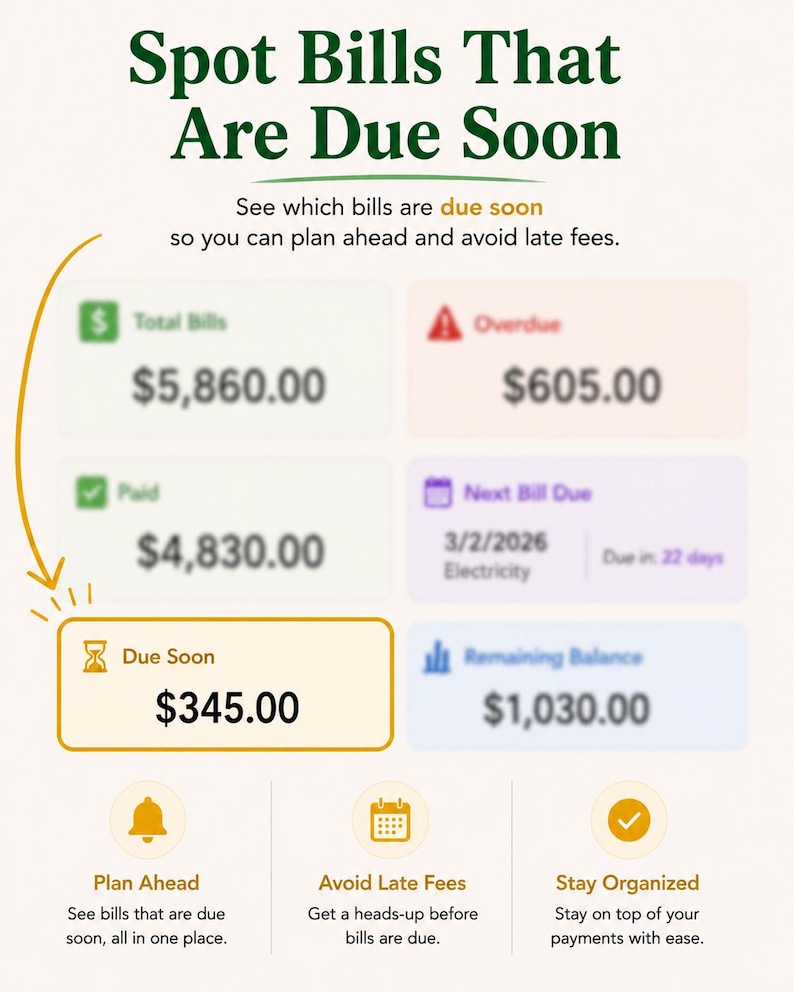 Gestor de facturas - Plantilla de hoja de cálculo de presupuesto mensual - Seguimiento de facturas mensuales - Calendario de facturas - Planificador de presupuesto de Google Sheets - Seguimiento financiero imagen 7