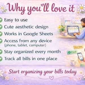 Bill Tracker Google Sheets, Monthly Bill Payment Tracker, Bill organizer Spreadsheet, Budget Template, Cute Editable Monthly Finance Tracker image 6