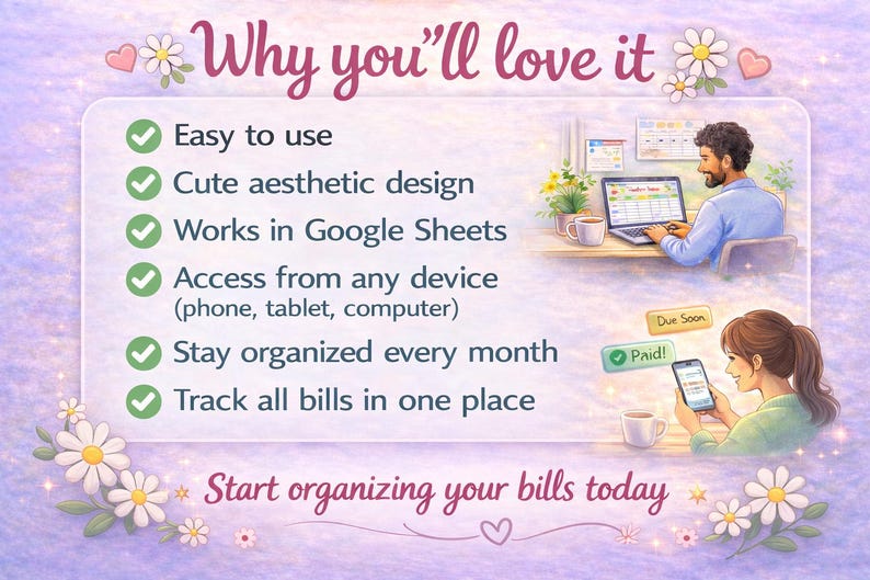 Bill Tracker Google Sheets, Monthly Bill Payment Tracker, Bill organizer Spreadsheet, Budget Template, Cute Editable Monthly Finance Tracker image 6