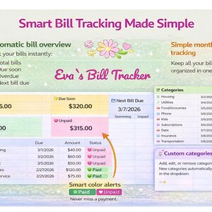 Bill Tracker Google Sheets, Monthly Bill Payment Tracker, Bill organizer Spreadsheet, Budget Template, Cute Editable Monthly Finance Tracker image 2
