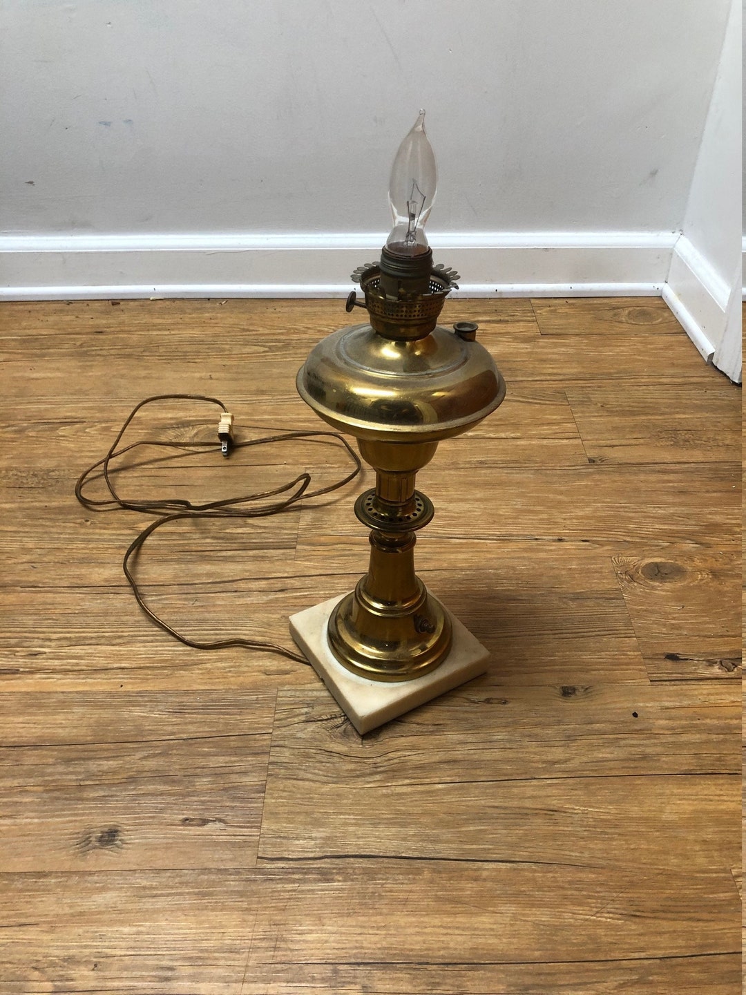 Antique 1800s Brass Oil Lamp Converted to Electric in the Etsy