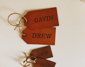 Personalized Leather Gift Tags, Custom Name Tags for Easter Baskets, Reusable Gift Tags