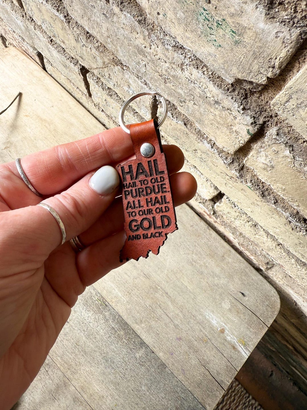 Indiana-shaped Purdue Leather Keychain – Officially Licensed Alumni ...