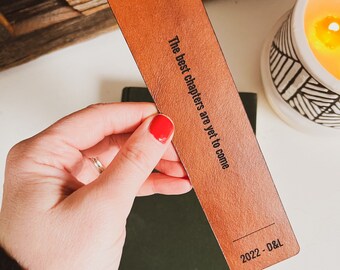 Personalized Leather Bookmark: Custom Quote Engraved Gift