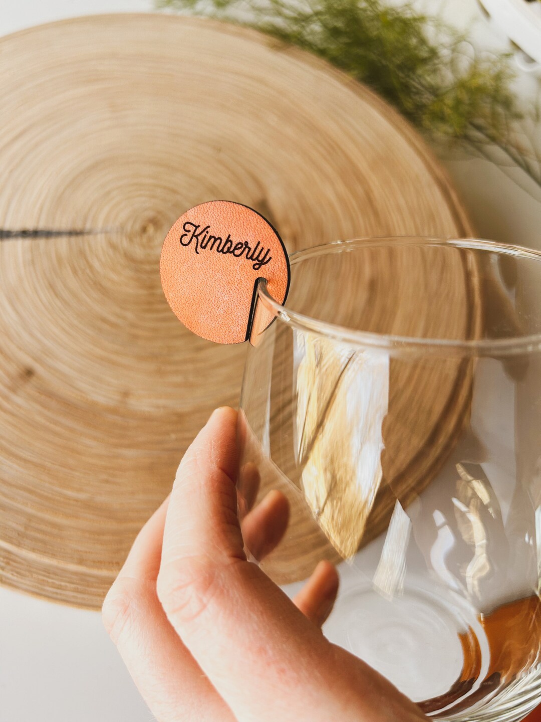 Stemless Wine Glass Charm, Personalized Drink Name Tag, Tablescape